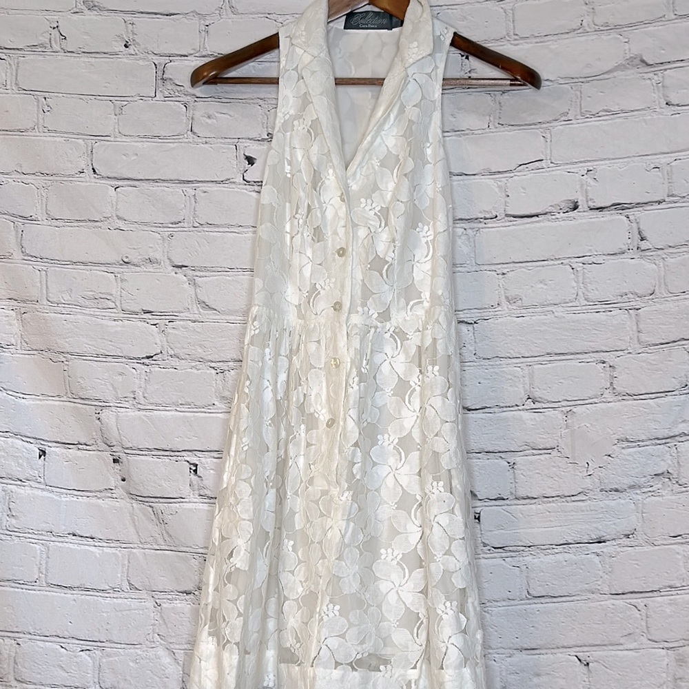 Costa Blanca Collection White Lace Sleeveless Dress Size Small